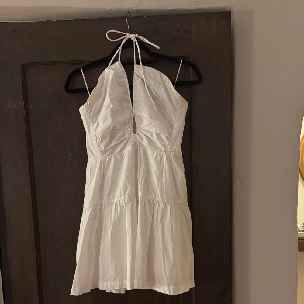 White Anthropologie Halter Mini Dress